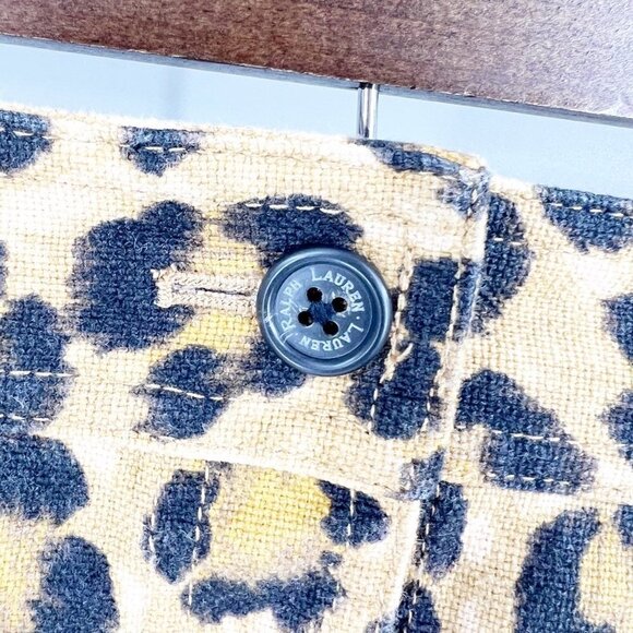 ✅ LAUREN RALPH LAUREN LEOPARD MIDI BUTTON FRONT LINEN BLEND SKIRT SIZE 4 - Picture 3 of 6
